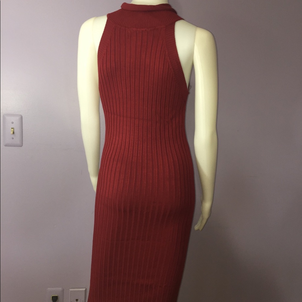 NWT Burgundy Rib Knit Knee Length Turtleneck Dress Size  S/M & M/L - Picture 4 of 7